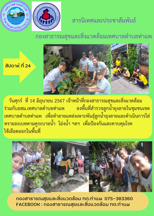 เชิญชวนรณรงค์ให้ประชาชน ร่วมมือกันควบคุมแหล่งเพาะพันธุ์ลูกน้ำยุงลาย