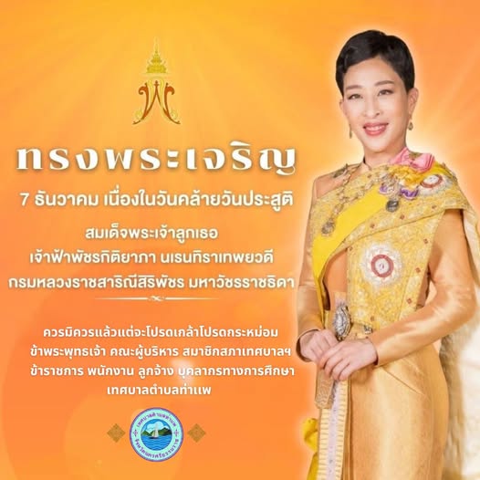 🙏✨๗ ธันวาคม น้อมถวายพระพรแด่
สมเด็จพระเจ้าลูกเธอ เจ้าฟ้าพัชรกิติยาภา นเรนทิราเทพยวดี
ทรงพระเจริญ
